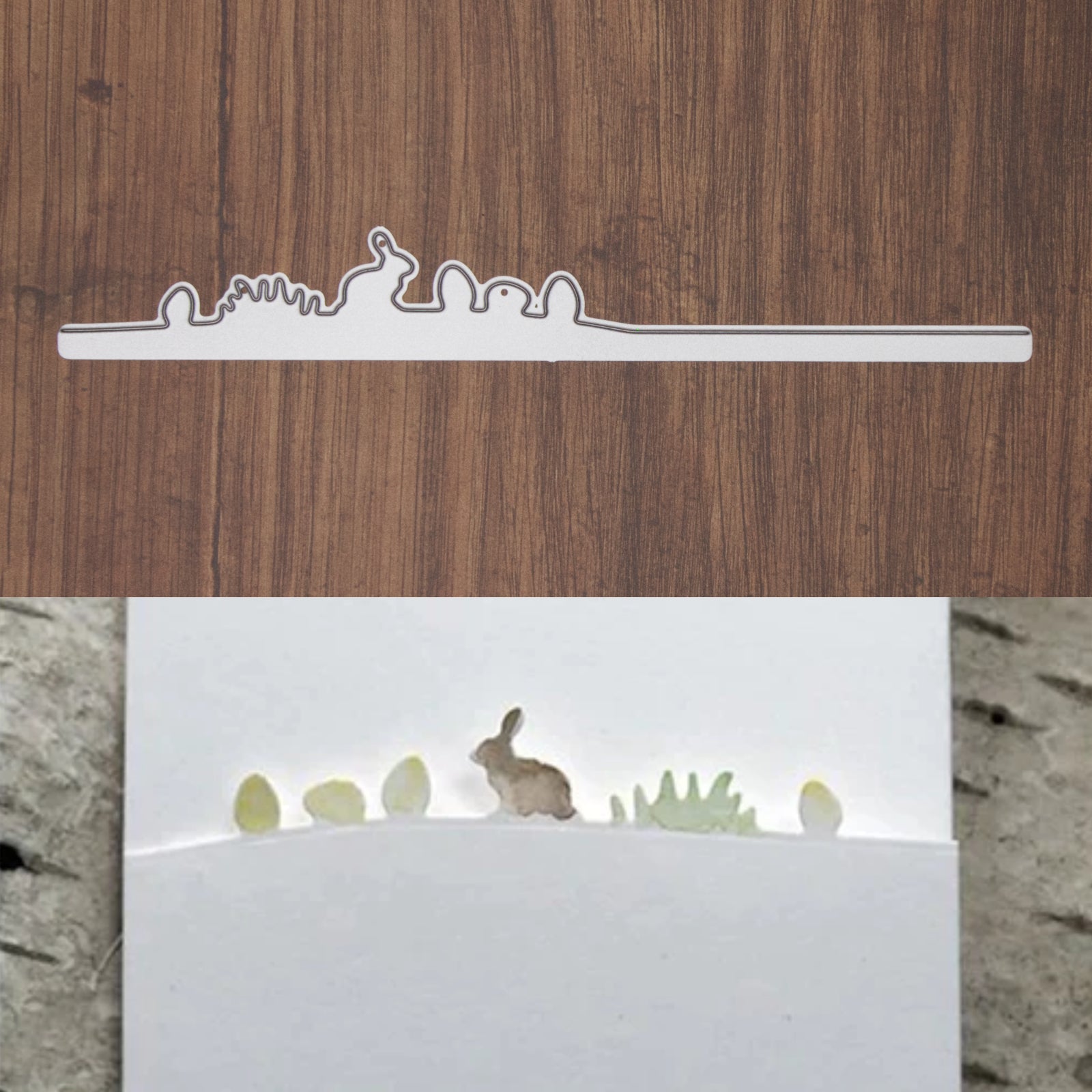 Easter Spring Backdrop Border w Bunny & Eggs Cutting Die