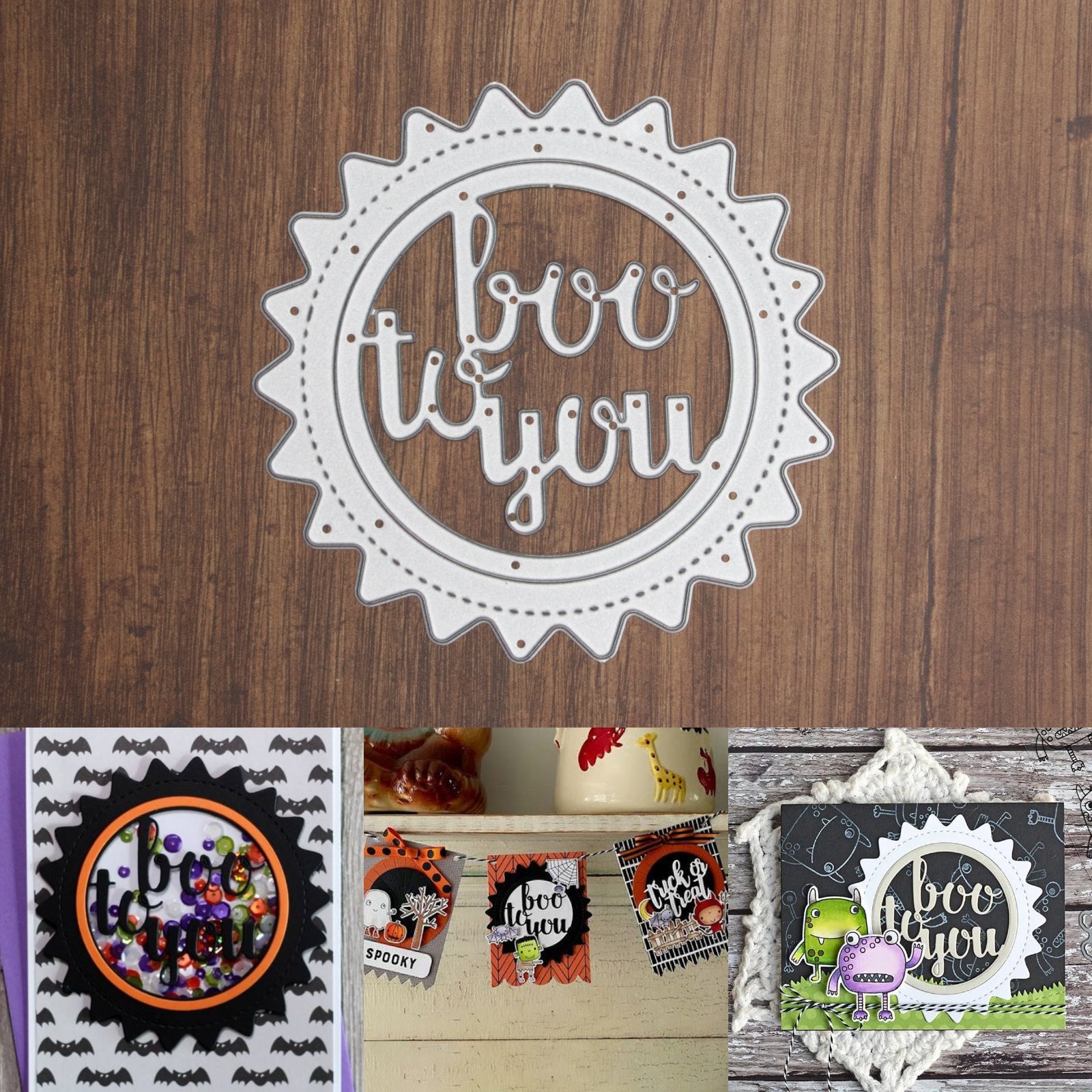 Boo to You Circular Frame w Stitched Burst Outer Frame Cutting Die