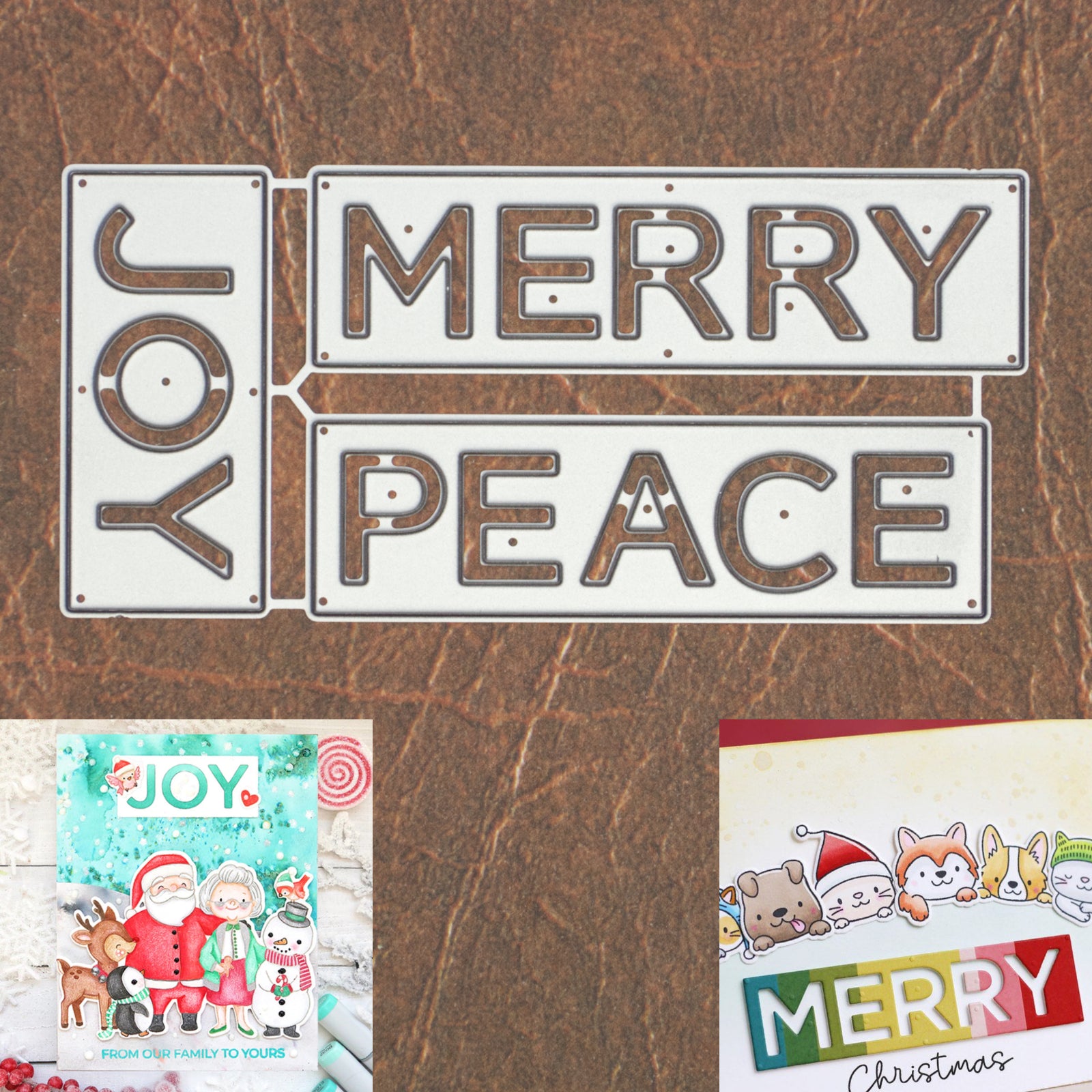 Holiday Trio Sentiment Block Words Cutting Dies – Joy Merry Peace