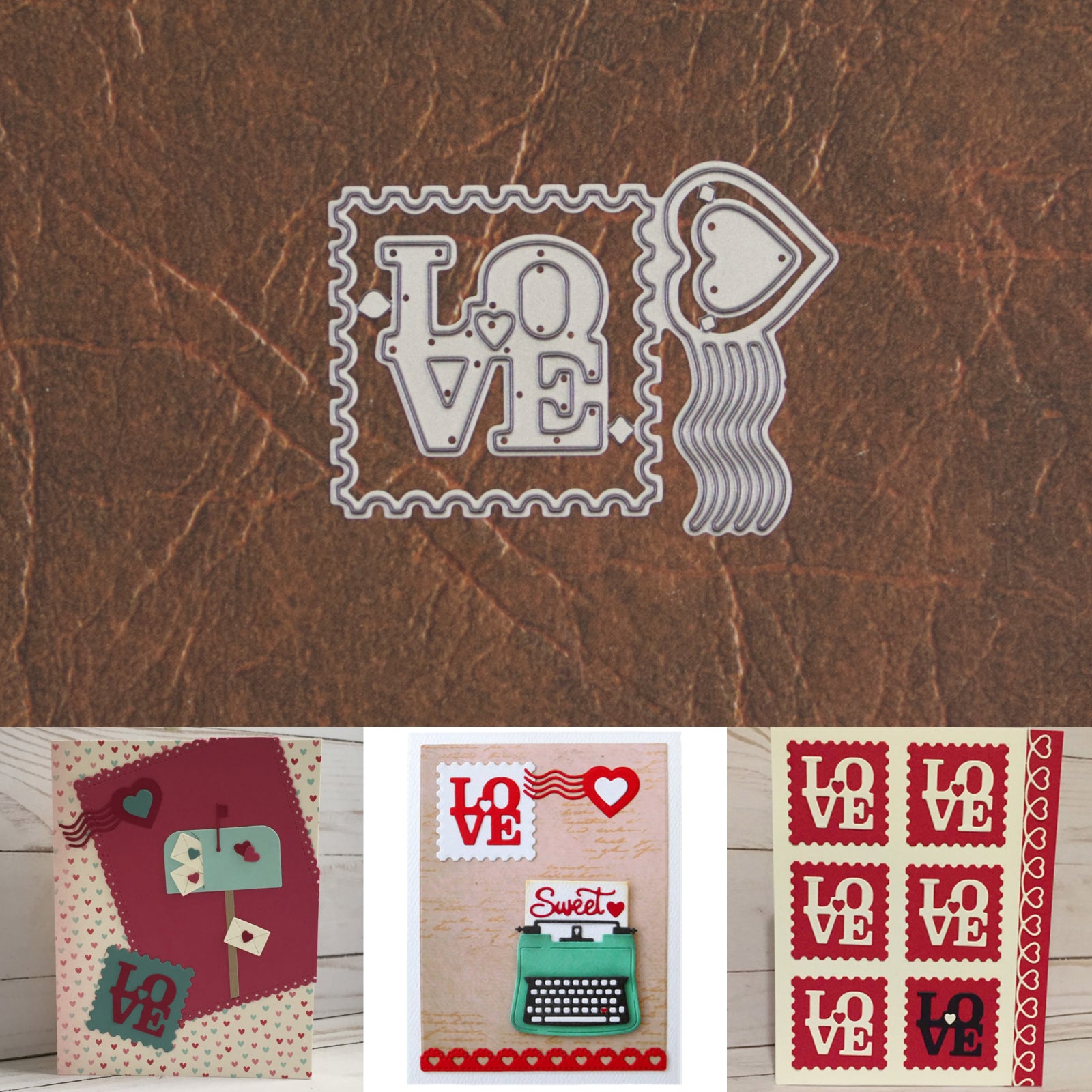 Love Stamp w Heart Postage Mark Cutting & Embossing Dies