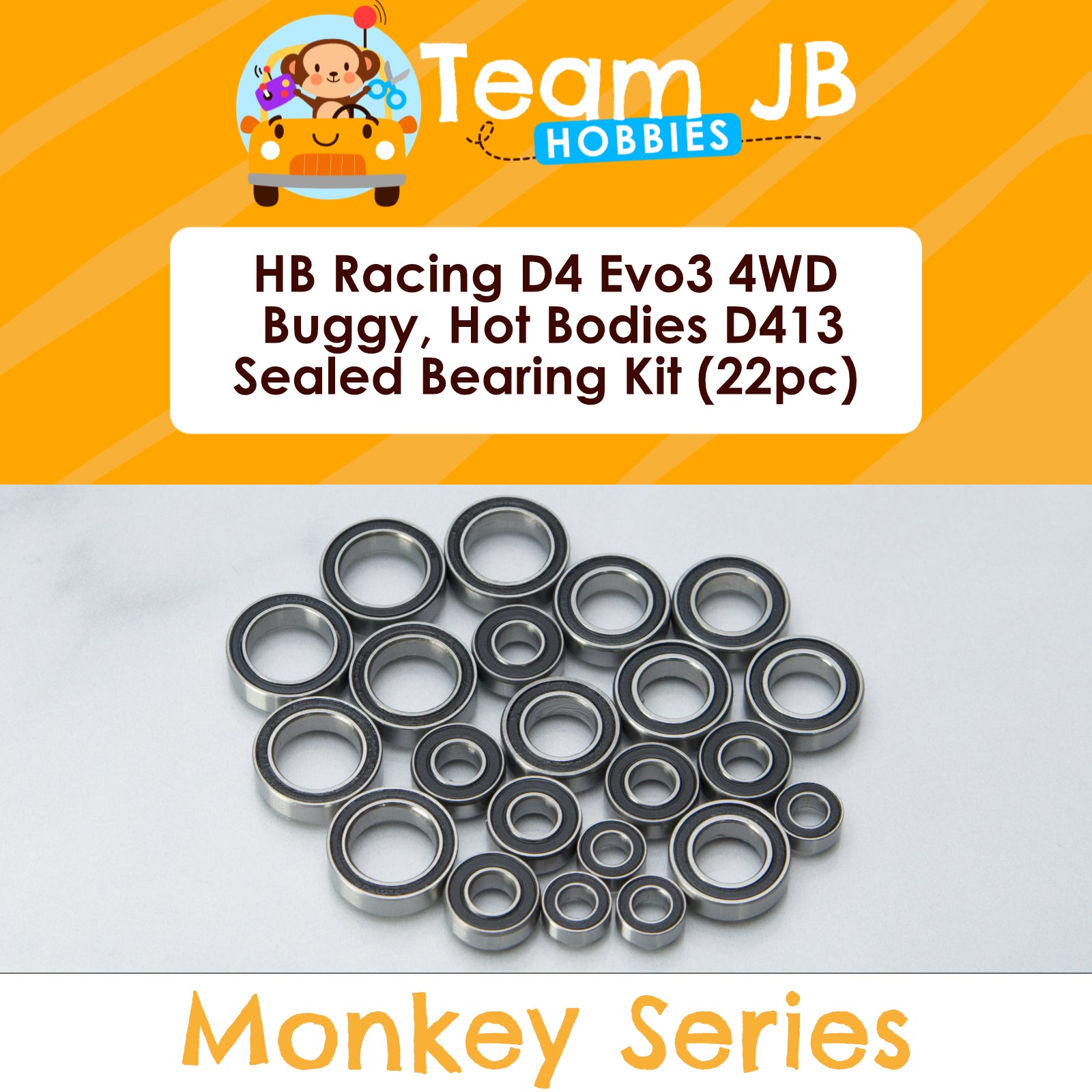 HB Racing D4 Evo3 4WD Buggy, Hot Bodies D413 - Sealed Bearing Kit