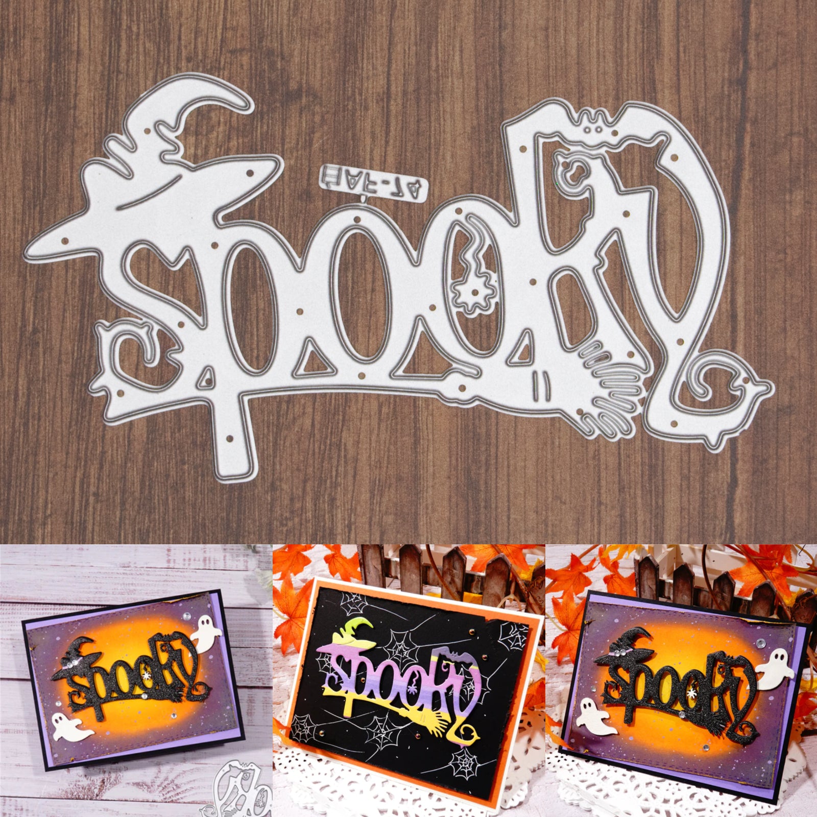 Spooky Word w Witch’s Hat, Broom, & Bat Cutting Die