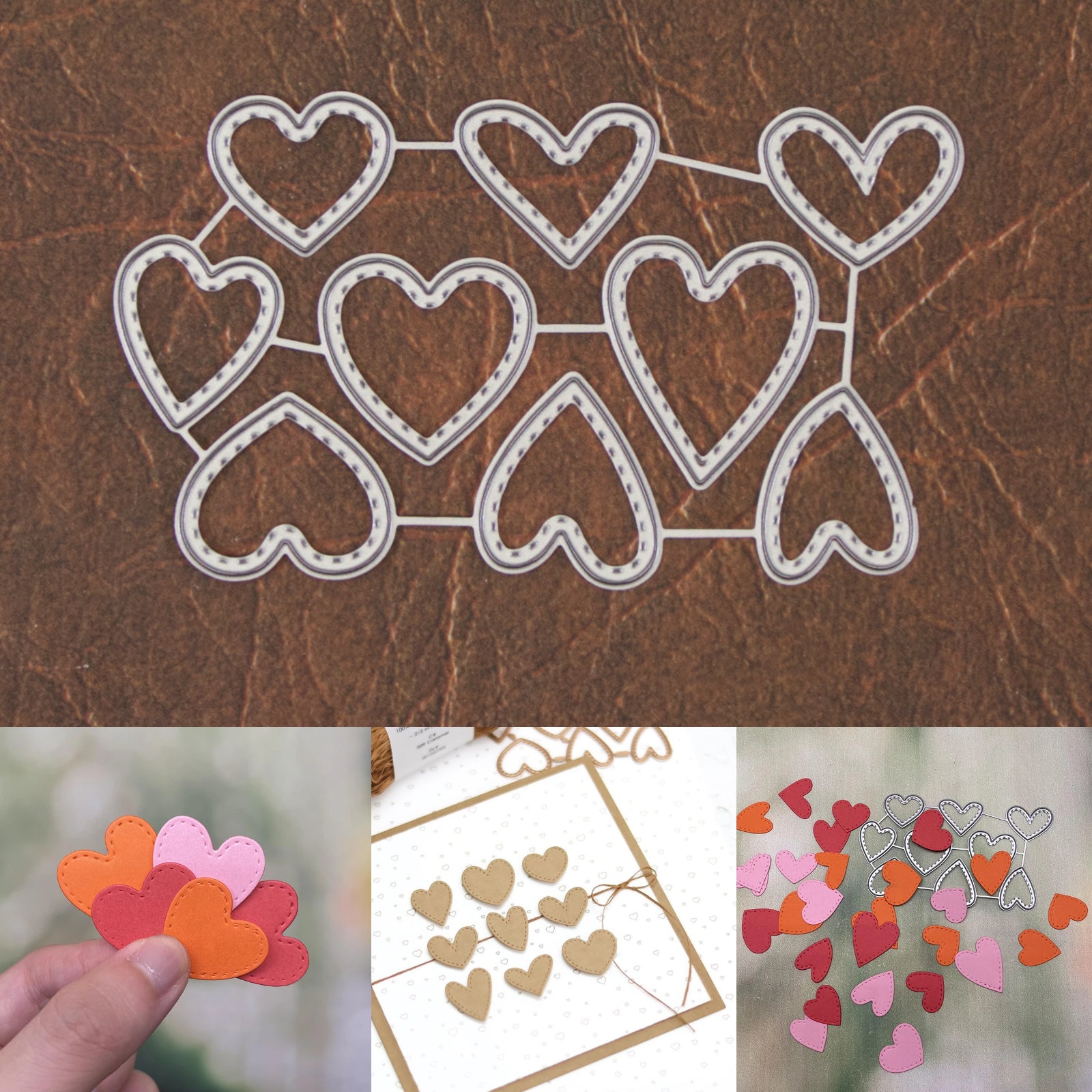 Nine Small Stitched Hearts Cutting & Embossing Dies