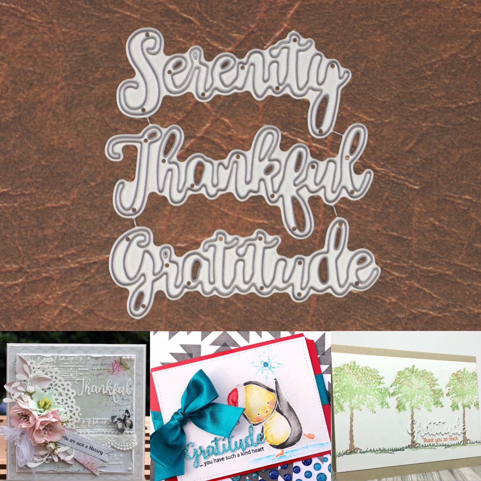 Serenity, Thankful & Gratitude Sentiment Words Cutting Dies