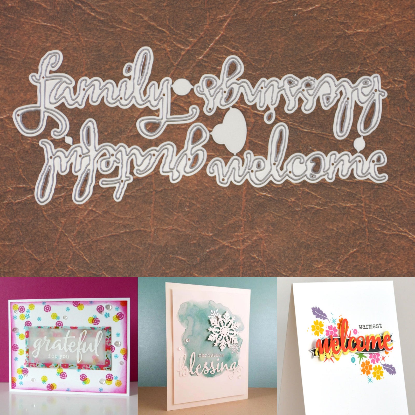 Welcome Family Sentiment Words Cutting Dies – Grateful Blessings