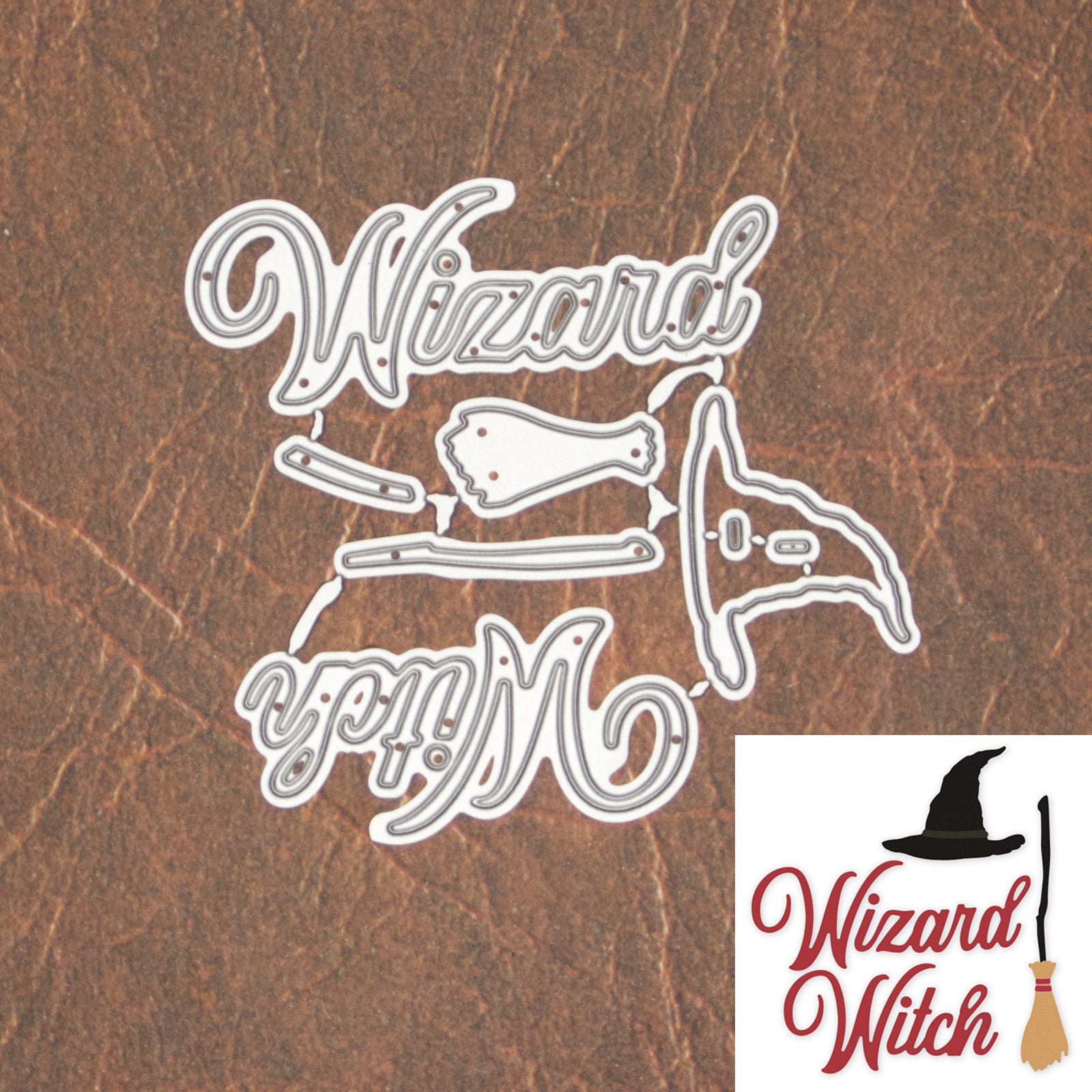 Wizard & Witch Words w Broom & Hat Cutting & Embossing Dies