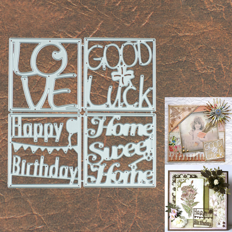 Square Framed Sentiments Words Cutting & Embossing Dies