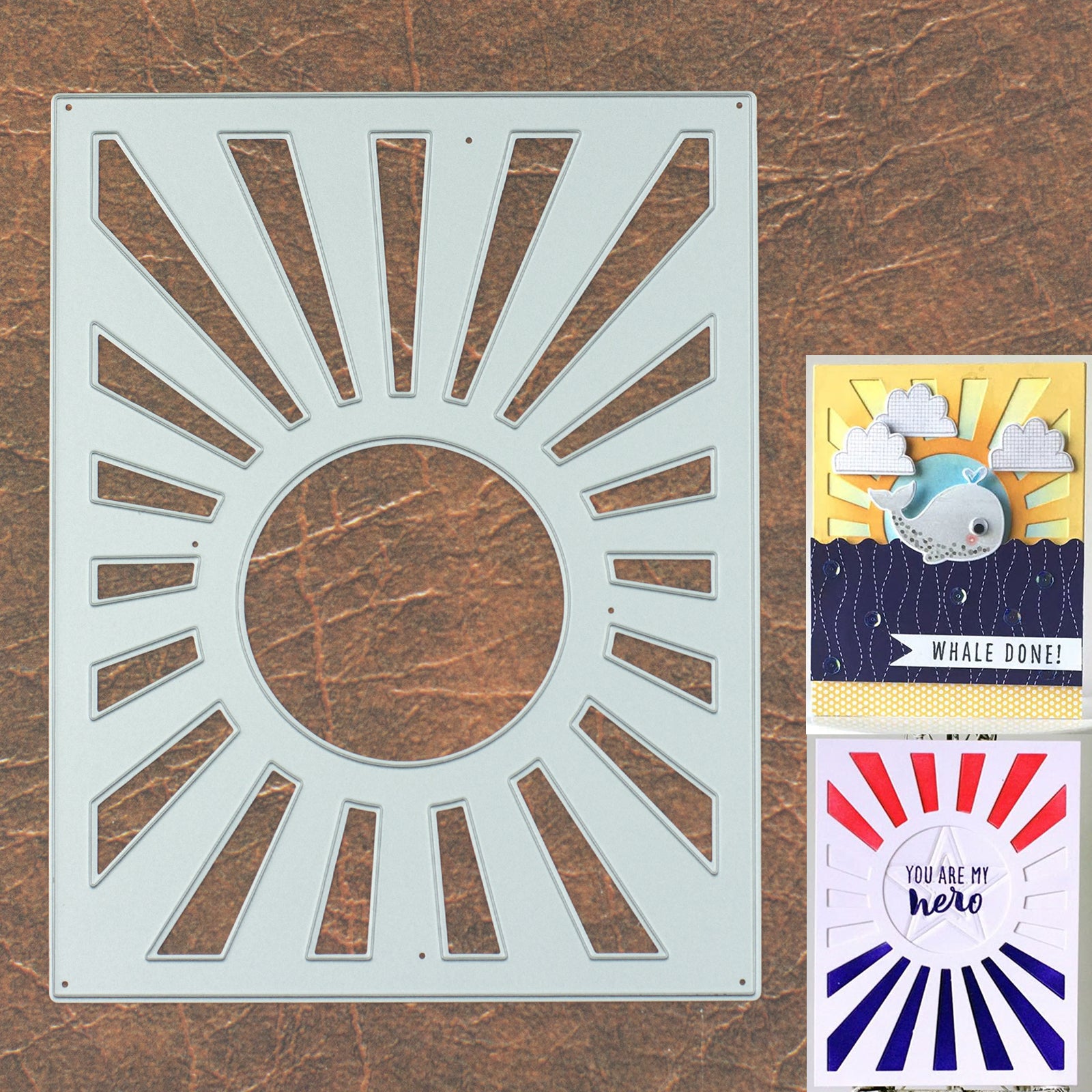 Sun w Rays Background Frame Cutting Die - Style A
