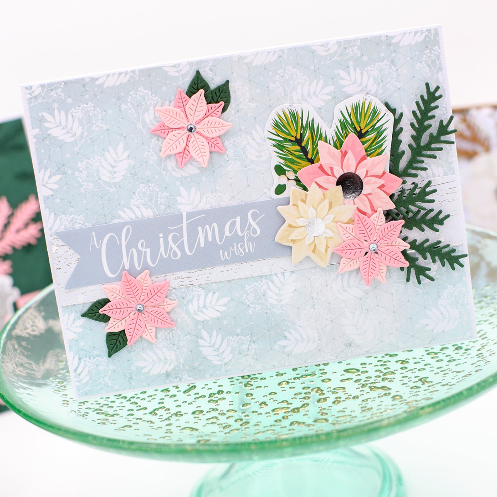 Holiday Cheer Merry Christmas Sentiment Words w Foliage Cutting Dies