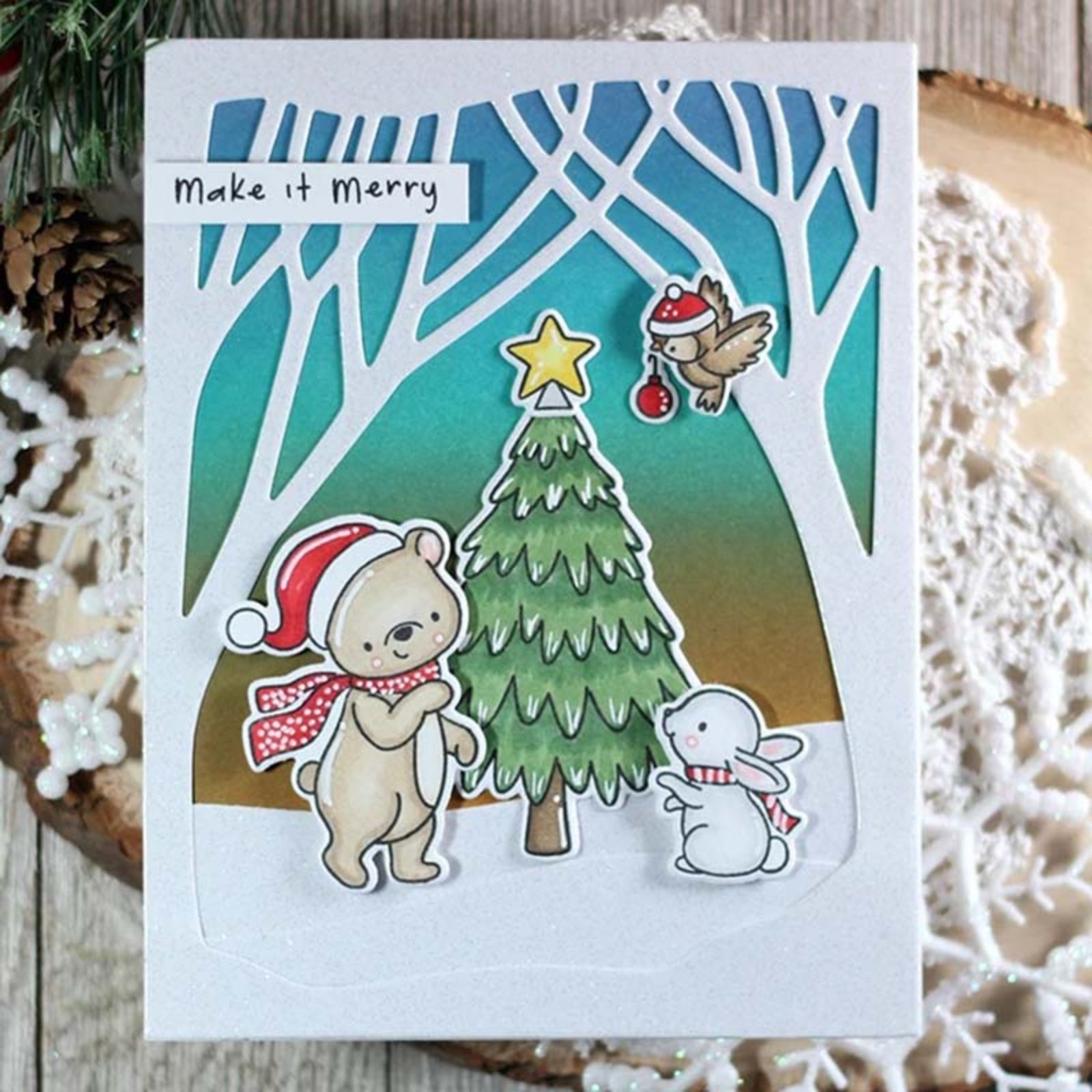 Make It Merry Animals Decorating Christmas Tree Cutting Dies & Stamp Set