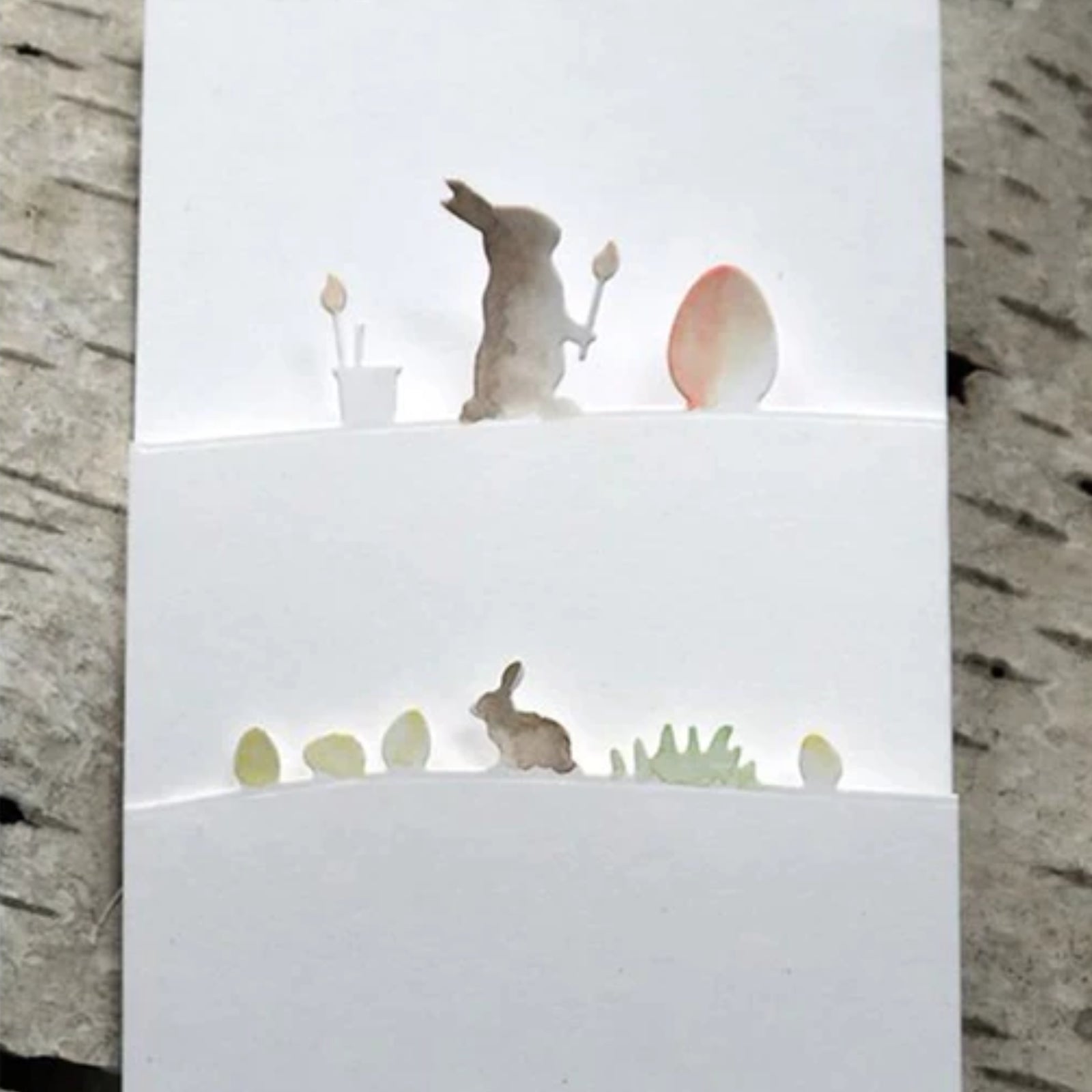 Easter Bunny Painter w Egg Silhouette Border Cutting Die