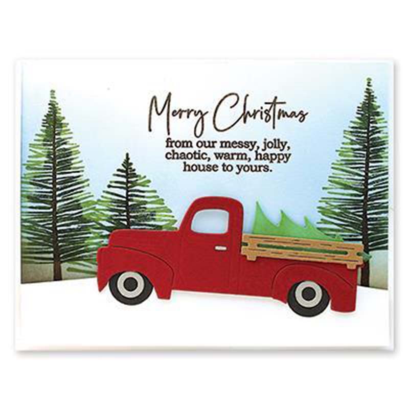 Christmas Vintage Truck with Evergreen Tree Cutting & Embossing Dies