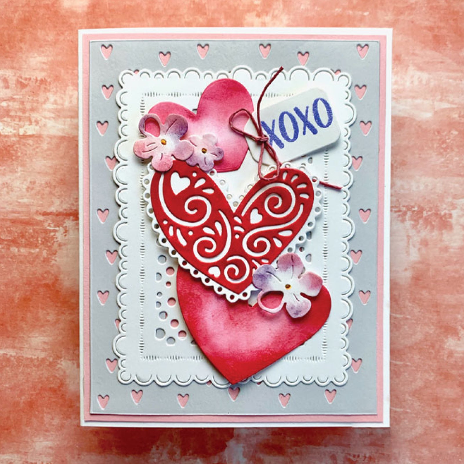 Falling Hearts Border Background Cutting Die