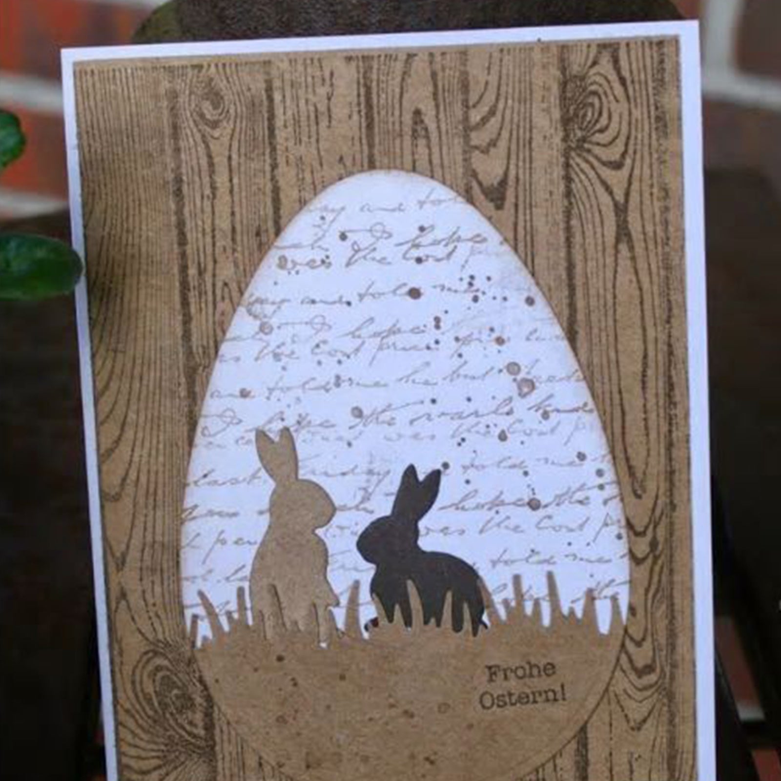 Create Your Own Spring Scene with Large Egg, Grass Background, and Bunnies
