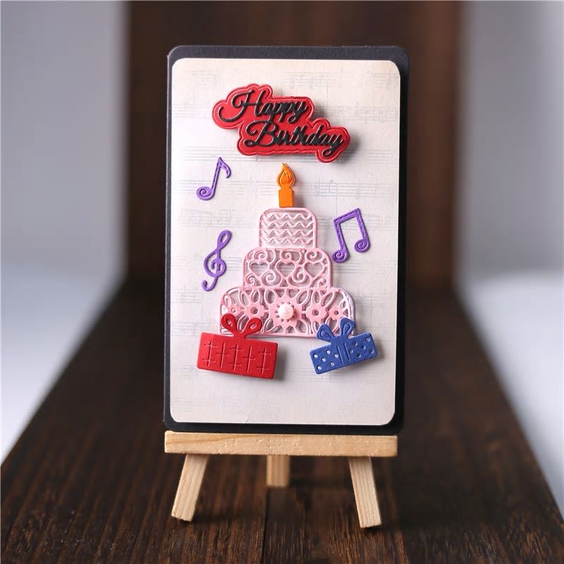 Happy Birthday Cake with Presents Cutting and Embossing Dies