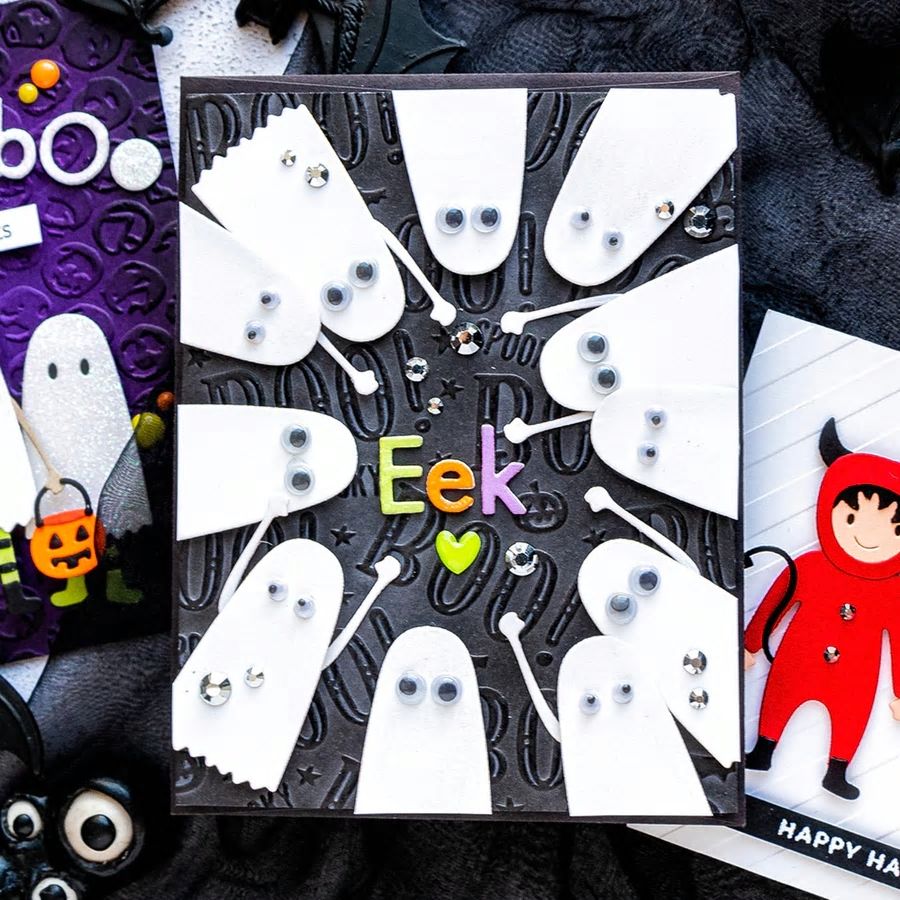 Halloween Ghost Boo!, Skeleton, and Kid Trick or Treat Costumes Cutting Dies