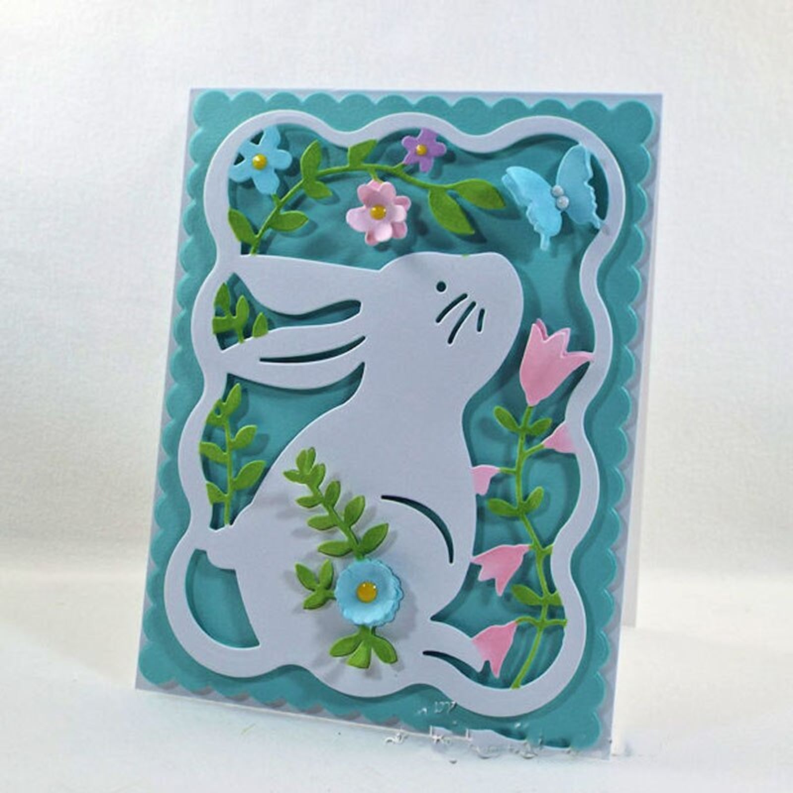 Bunny Rabbit Wavy Rectangle Background Frame Cutting Dies