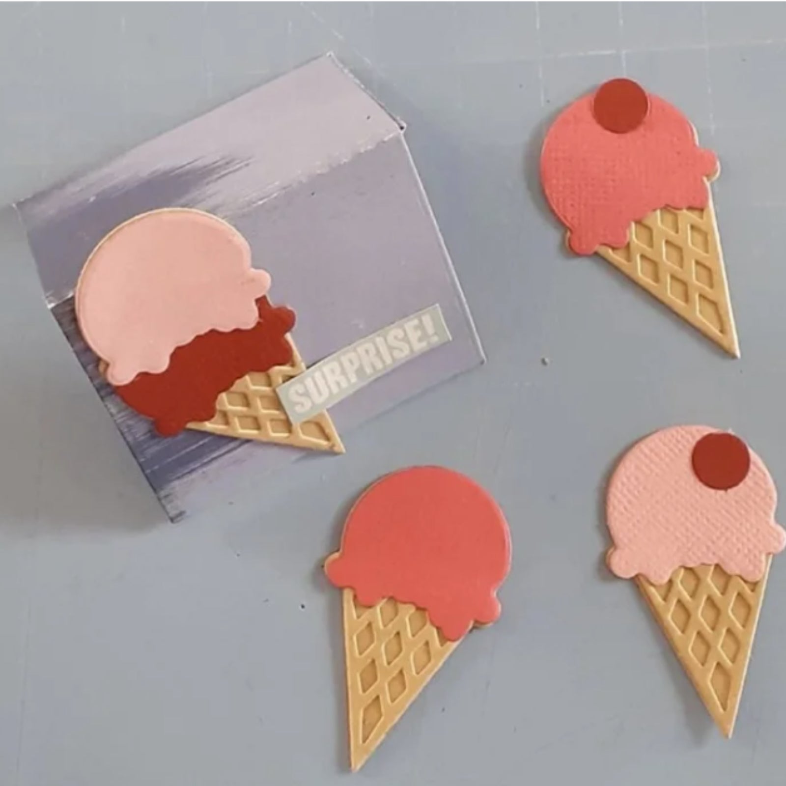 Little Ice Cream Scoop w Sugar Cone Layering Cutting & Embossing Dies
