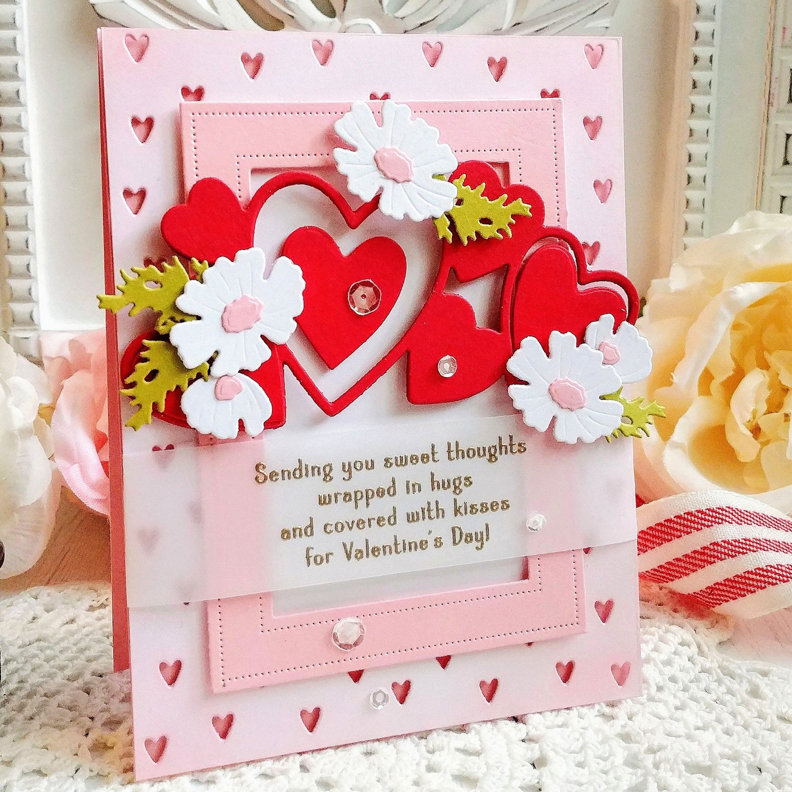Falling Hearts Border Background Cutting Die