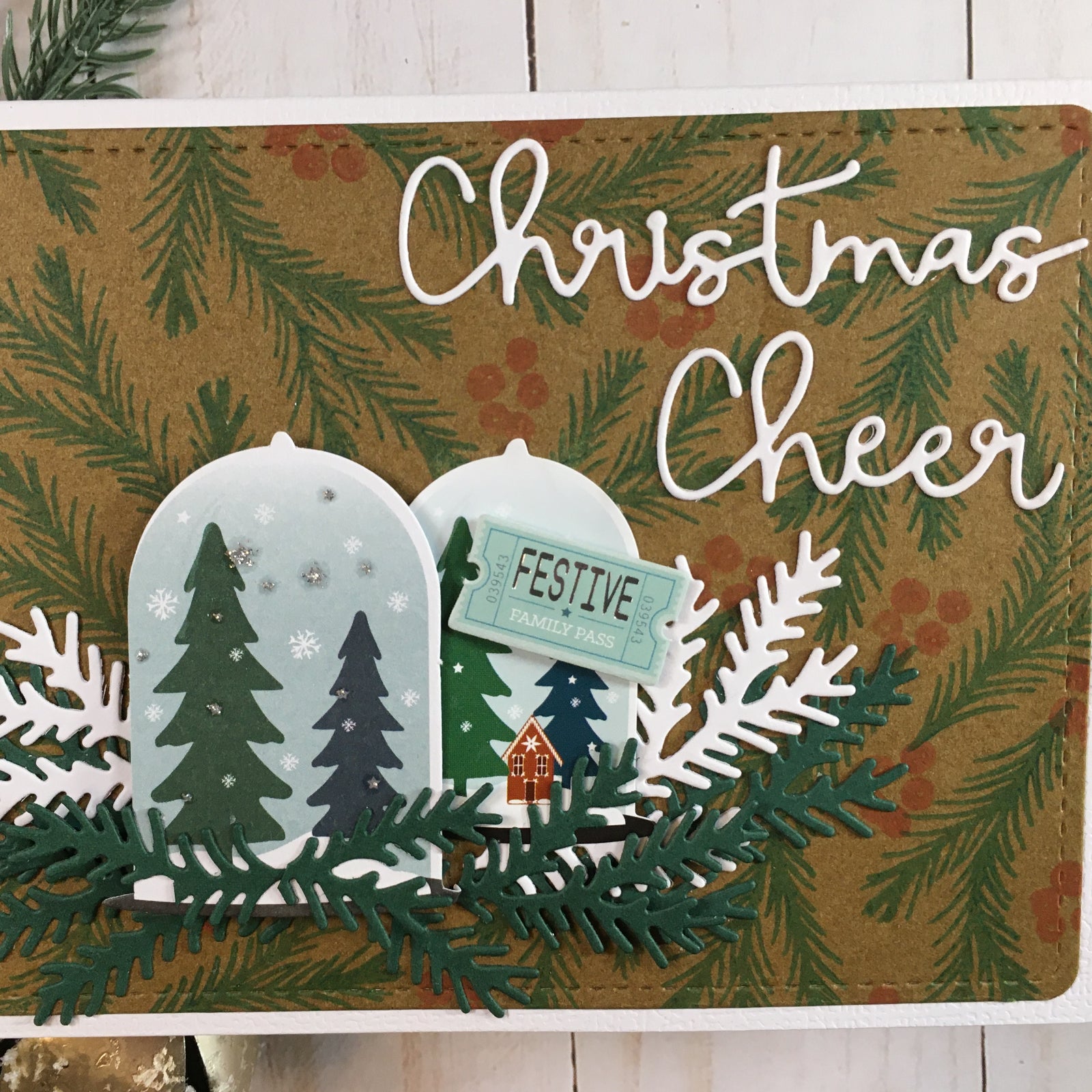 Holiday Cheer Merry Christmas Sentiment Words w Foliage Cutting Dies