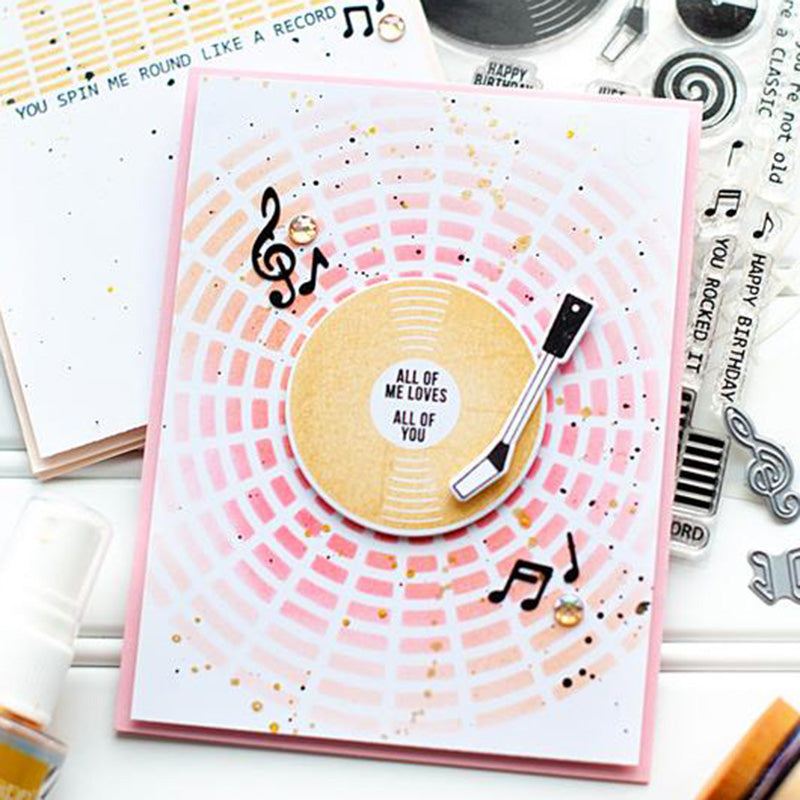 Classic Vinyl Music Record Cutting Dies with Coordinating Stamp Set