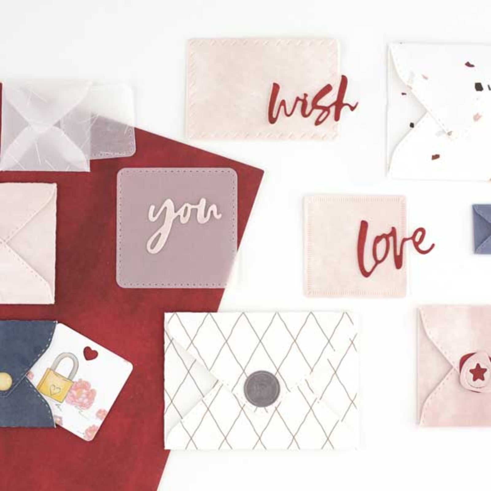 Fold Up Mini Stitched Envelopes w Notecards Cutting Embossing Dies