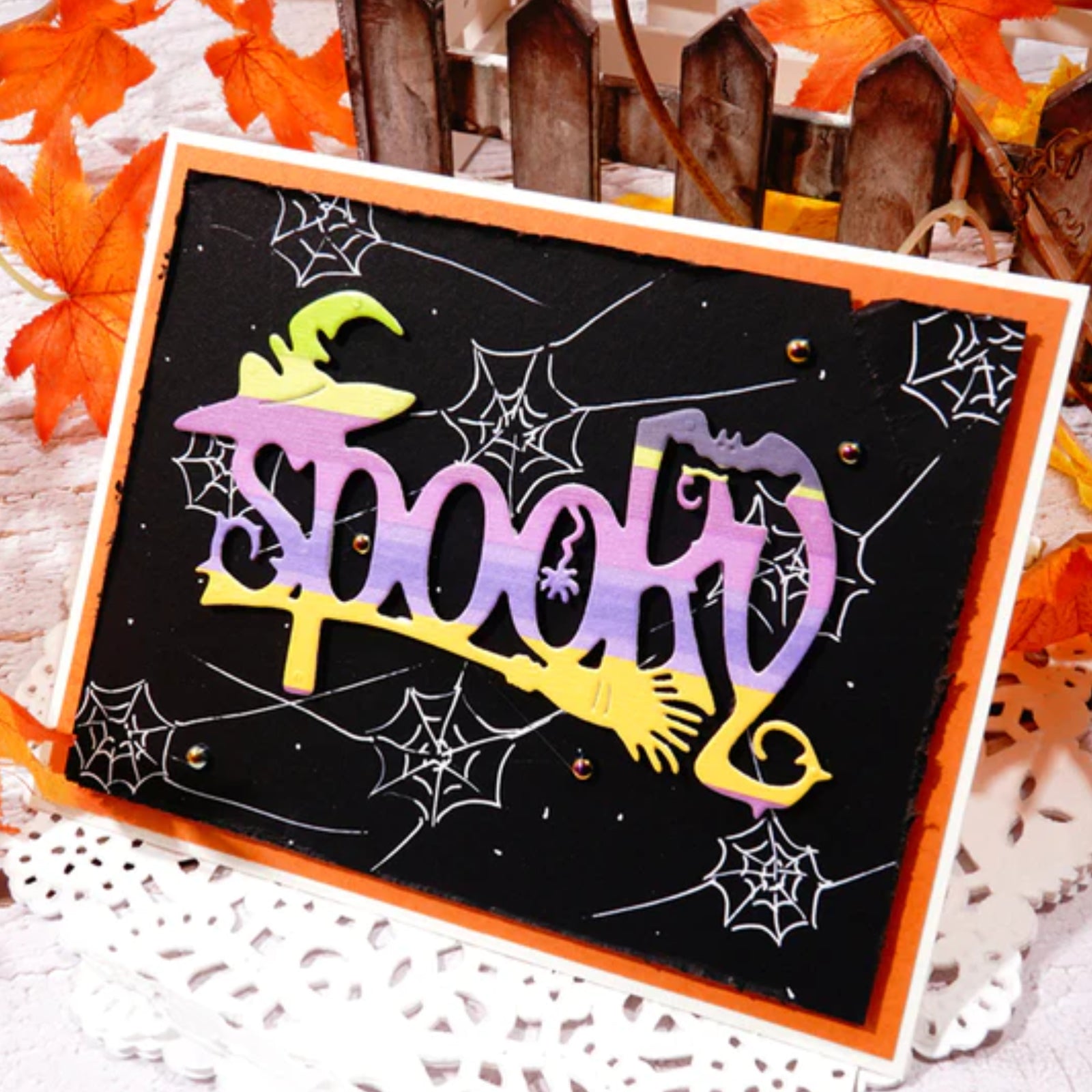 Spooky Word w Witch’s Hat, Broom, & Bat Cutting Die