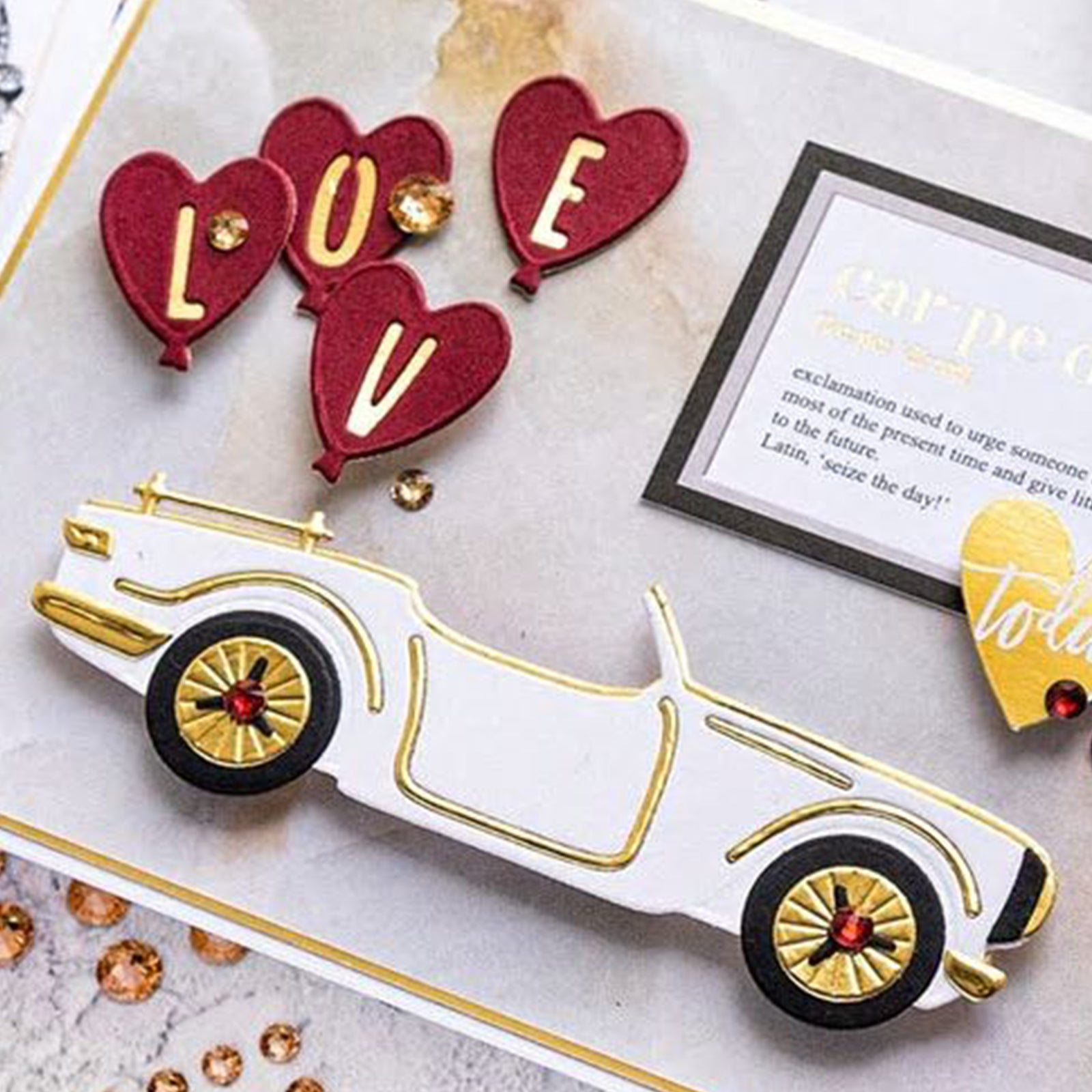 Classic Sports Car w Heart Balloons Cutting Dies – Love the Moment