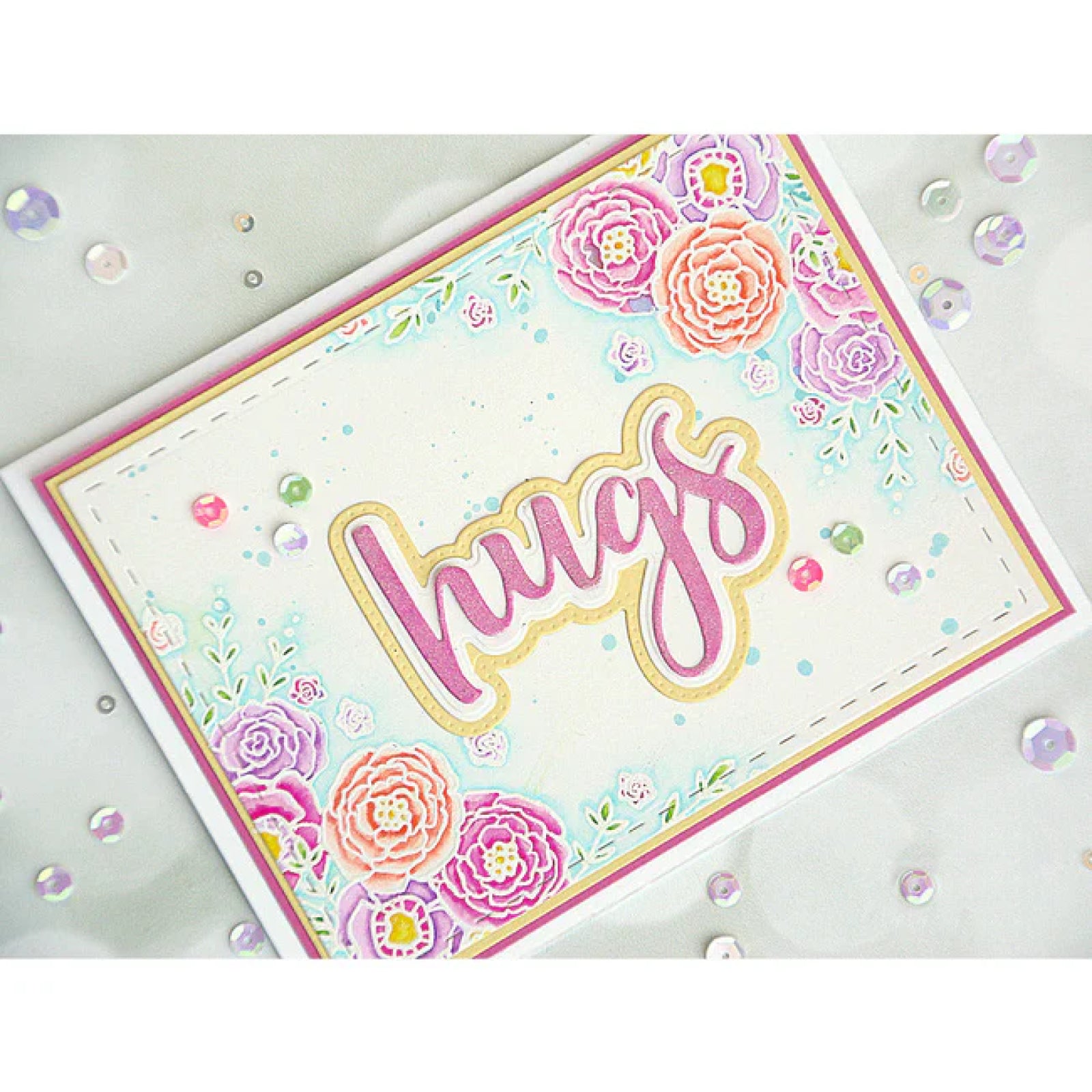 Layering Fox Face and Hugs Word w Double Shadows Cutting Dies – Style A