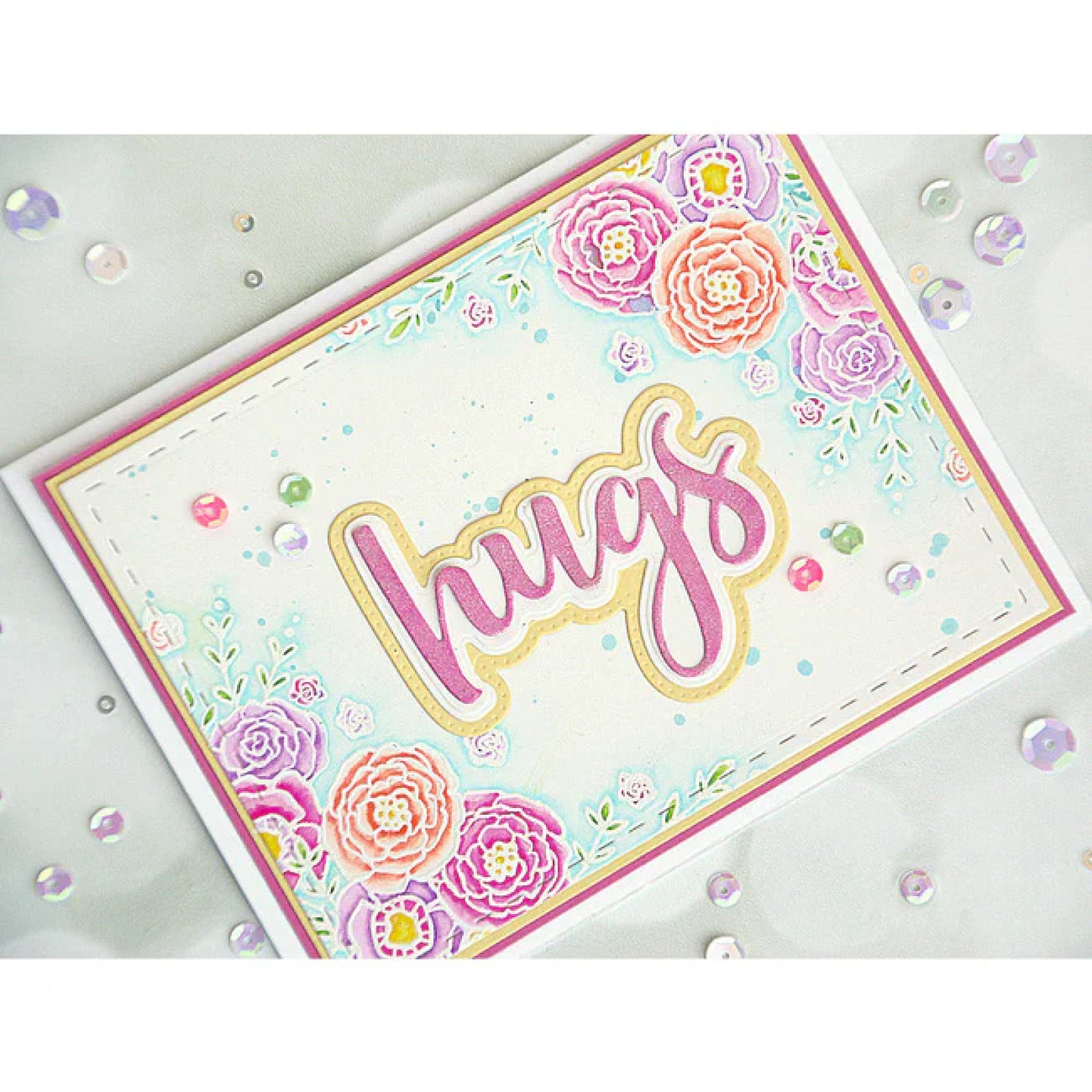 Layering Fox Face & Hugs Word w Double Shadows Cutting Embossing Dies – Style B