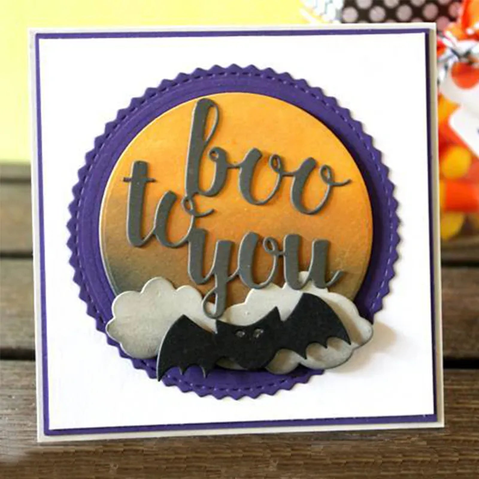 Boo to You Circular Frame w Stitched Burst Outer Frame Cutting Die