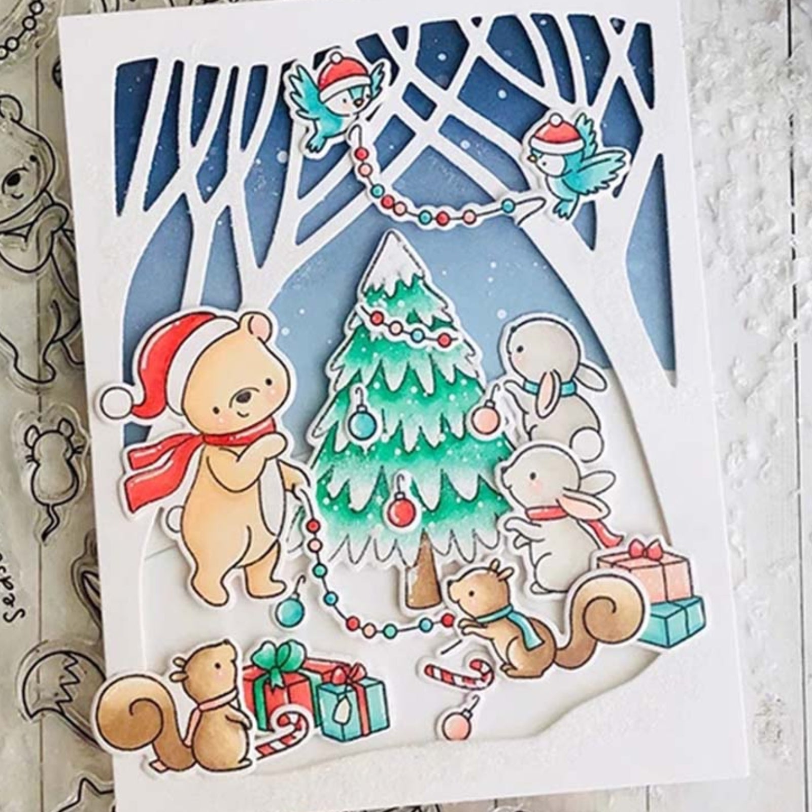 Winter Snowman w Forest Background Cutting & Embossing Dies