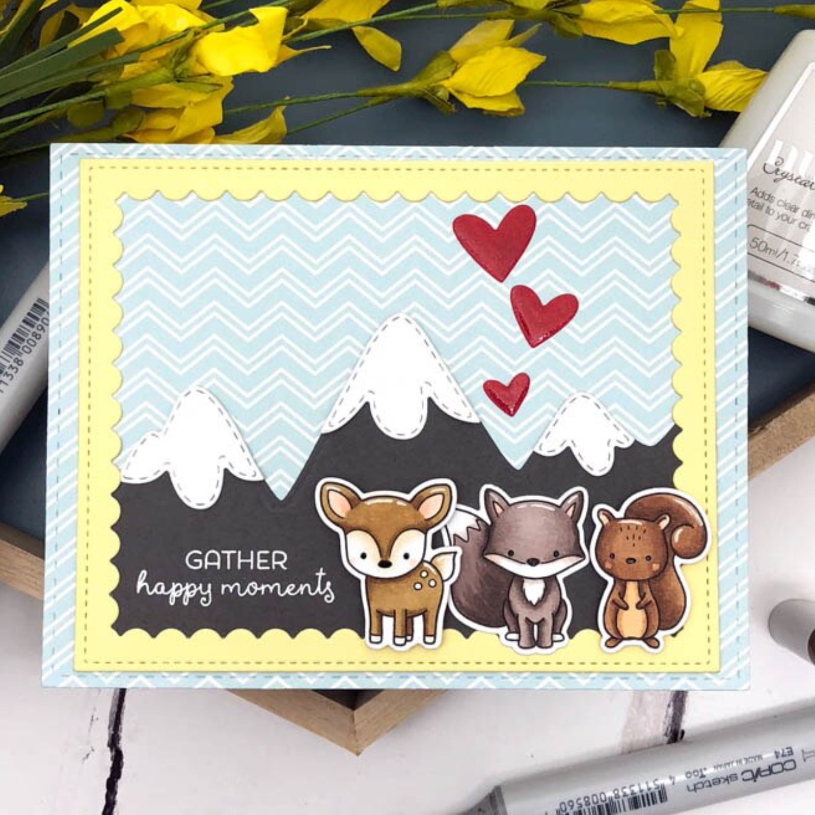 Gather Happy Moments Woodland Animals Cutting Die & Stamps Set