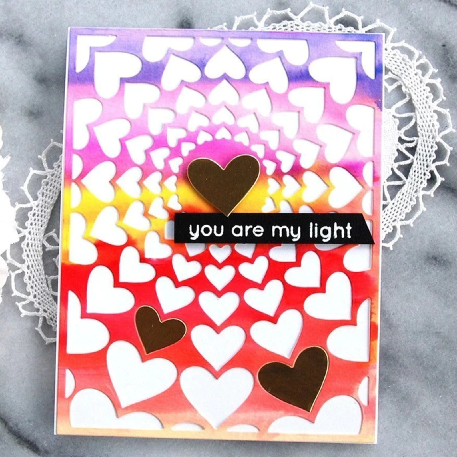Radiating Hearts Background Cutting Die